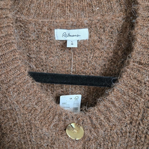 Long-Balloon-Sleeve Crew-Neck Cardigan - Picture 4 of 7